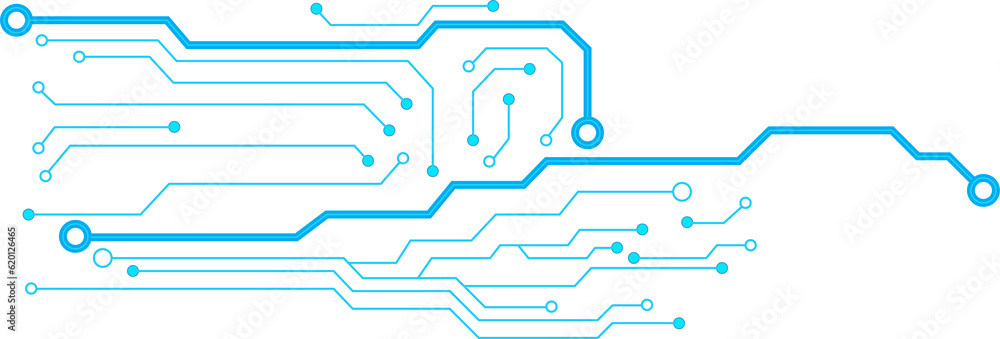 Poster abstract blue computer technology background with electronic circuit board and circle tech.illustrat