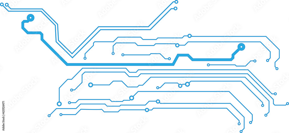 Poster abstract blue computer technology background with electronic circuit board and circle tech.illustrat