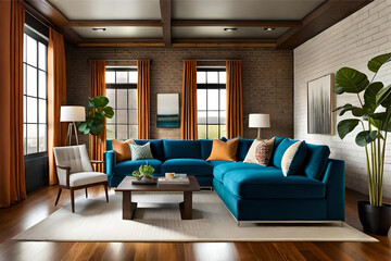Interior design a living room that embodies a carefree and eclectic vibe.