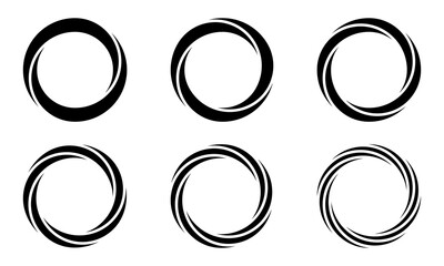 Set with circles. Rotating art lines in circle shape as symbol, logo or icon. - obrazy, fototapety, plakaty