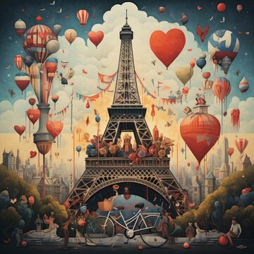 Paris love vector.