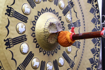 traditional gong at a temple in Thailand
