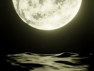 3D full moon night