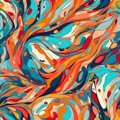 Abstract expressionism seamless pattern. AI Illustration. Nature decorative background. Graphic&nbsp;design&nbsp;art.