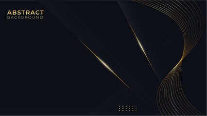 Abstract black and gold background with wavy lines. Modern, Minimal, Clean, Elegant vector illustration.

