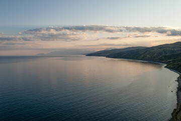 Beautiful view of the Crimean coast of the Black Sea at sunset