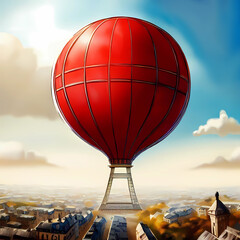 A large balloon over Paris. Generative AI.	