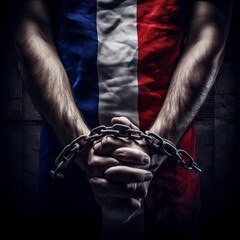 Fototapeta na wymiar french flag background and crime , punishment
