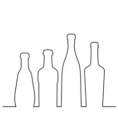 Sketchy image shape of a glass bottle silhouette. Alcohol, wine, whiskey, vodka, brandy, cognac, beer, kvass, champagne, liqueur