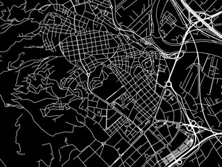 Vector road map of the city of  Sant Boi de Llobregat in Spain on a black background.