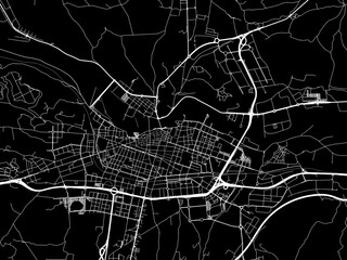 Vector road map of the city of  Logrono in Spain on a black background.
