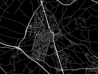Vector road map of the city of  Valdemoro in Spain on a black background.
