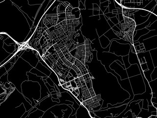 Vector road map of the city of  Rivas Vaciamadrid in Spain on a black background.