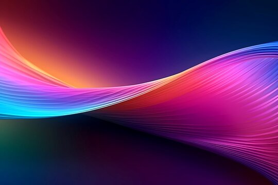 3d abstract background with colorful neon wave. Generative AI