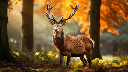 deer in forest in autumn