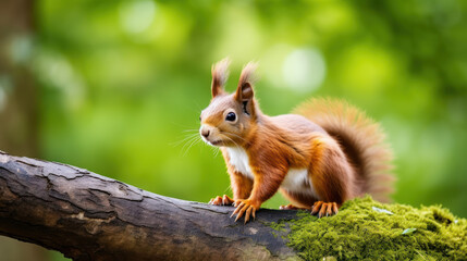 Naklejka na ściany i meble small squirrel on tree branch