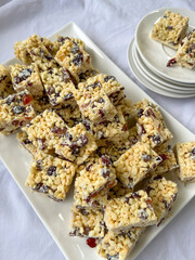 White Christmas snack bars on white background