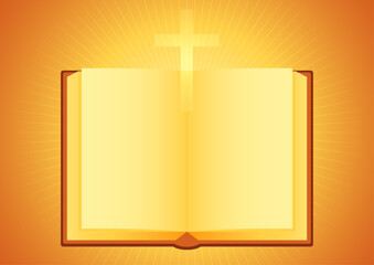 Blank bible that opens to allow you to personalise by writing your favourite verses, vector illustration