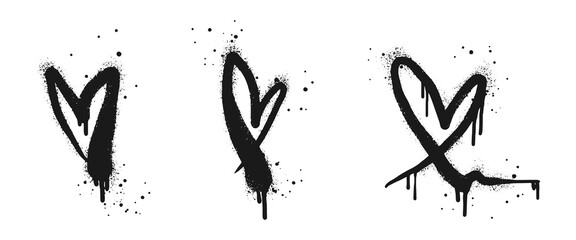 Spray painted graffiti heart sign in black over white. Love heart drip symbol. isolated on white background. vector illustration © Receh Lancar Jaya