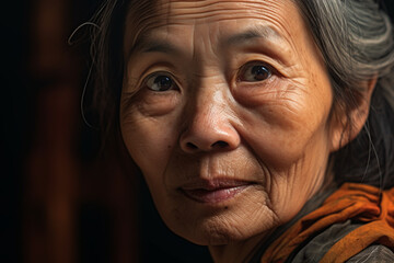 Fototapeta premium A close-up of an Asian woman teacher's friendly and attentive expression, radiating care and dedication Generative AI