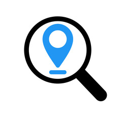 search icon with pin poin icon, search location ora destination icon design 