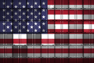 Fototapeta na wymiar shipping container with a usa flag, trade and economy in the import and export business, generative ai