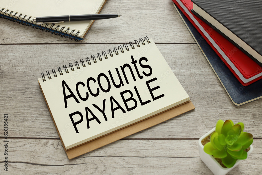 Poster accounts payable notebook with words in the middle of the style