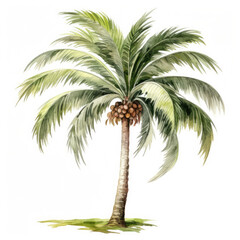 Palm watercolor illustration on white background
