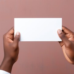 hand holding blank business card