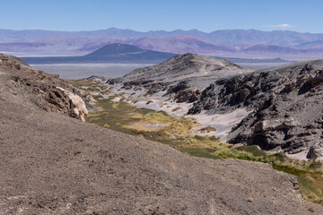 Landscape at Mirador Virgen De La Peña - viewpoint near El Peñon - wild nature in the Puna highlands in Argentina, South America
