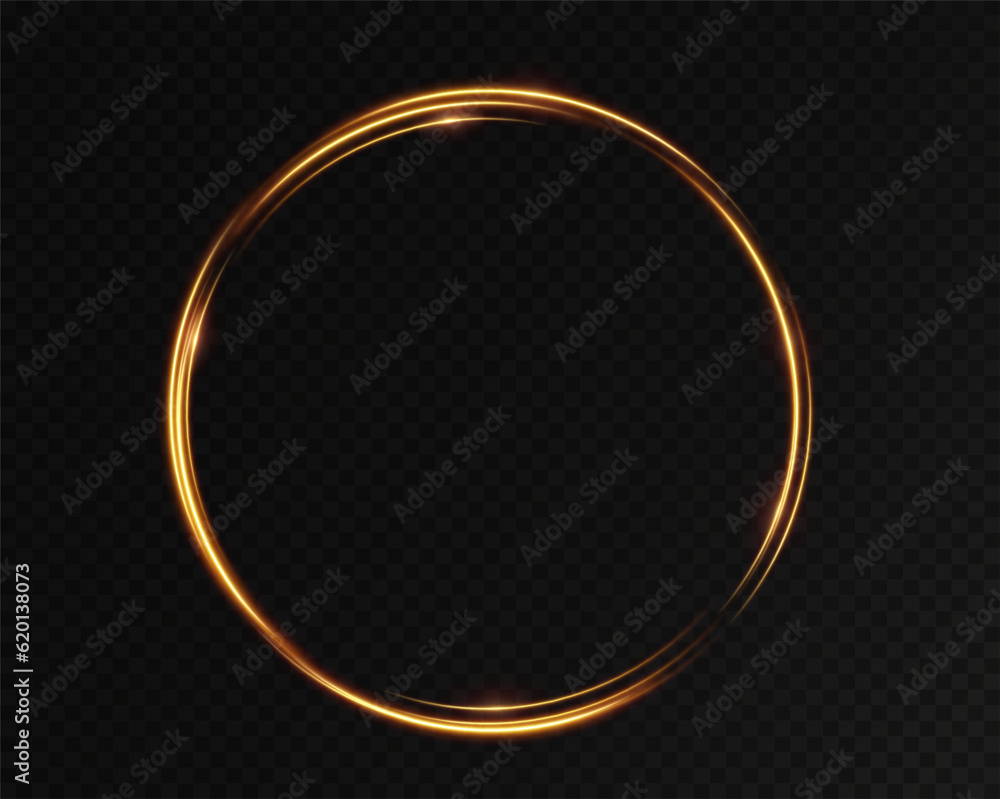 Poster golden circle with fire effects.light effect.vector.