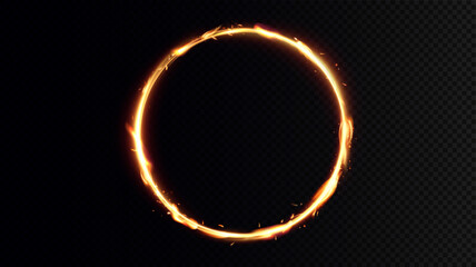 Golden circle with fire effects. light effect. Vector.Background
