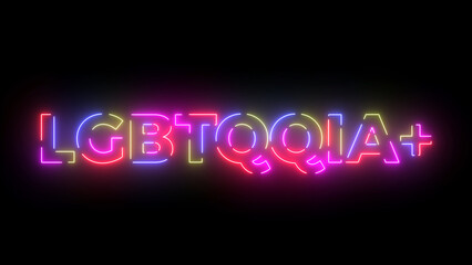 LGBTQQIA+ colored text. Laser vintage effect