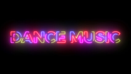 Dance music colored text. Laser vintage effect