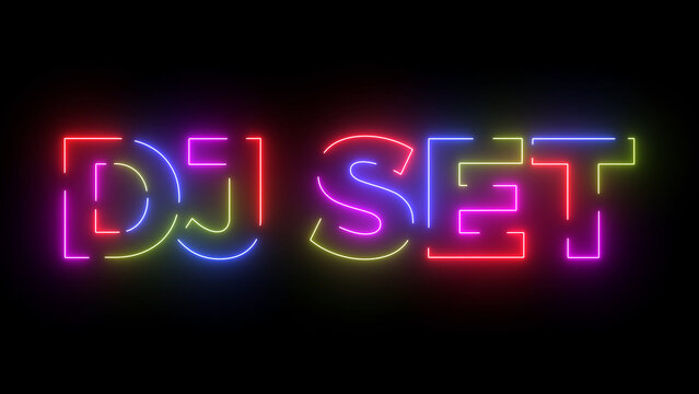 DJ set colored text. Laser vintage effect