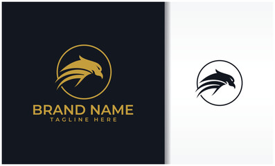 Circle Shape Luxury Golden Eagle Logo