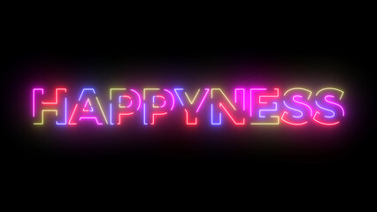Happyness colored text. Laser vintage effect