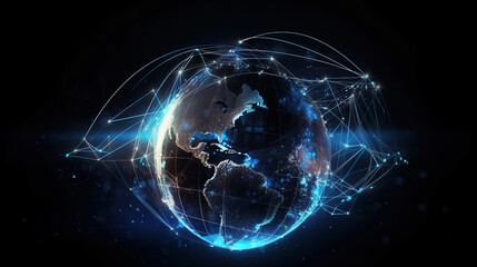 Global network concept. World map point. Global network planet Earth. Generative AI