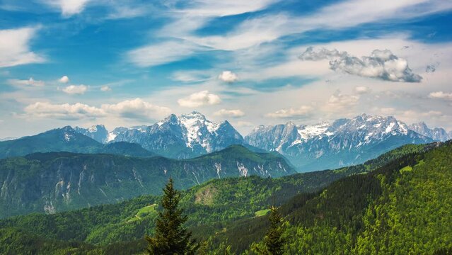 Timelapse of clouds over Triglav mountains