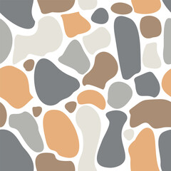 Abstract Autumn seamless pattern with spots or stones. Warm colors endless background. Vector doodle decorative backdrop. Wallpaper, Banner, Poster, Wrapping paper template, Textile, decoration.