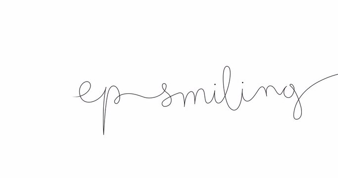 Positive thinking and affirmations phrases collection. Video lines art animation. Keep smiling text by one continuous black line on transparent background with alpha channel.