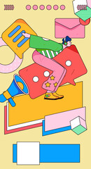 Business people working in flat vector concept operation hand drawn illustration
