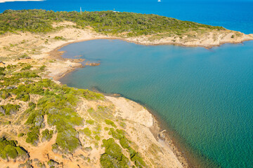 Aerial view of Lopar peninsula, Rab Island, Croatia