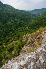 Fototapeta na wymiar Amazing view from the top of the mountain on the Sicevac Gorge near the town of Nis, Balkan Mountains, Serbia.