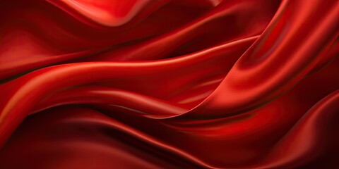 Fototapeta premium Closeup of rippled red silk fabric - AI Generated