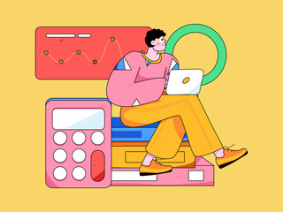 Business people working in flat vector concept operation hand drawn illustration
