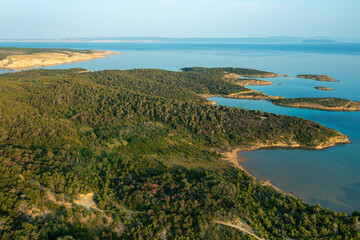 Aerial view of Lopar peninsula, Rab Island, Croatia