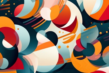 Illustration of a vibrant and dynamic abstract background filled with colorful circles and shapes created using generative AI