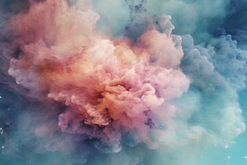 Illustration of a vibrant and ethereal cloud of colorful smoke in the sky created through generative AI