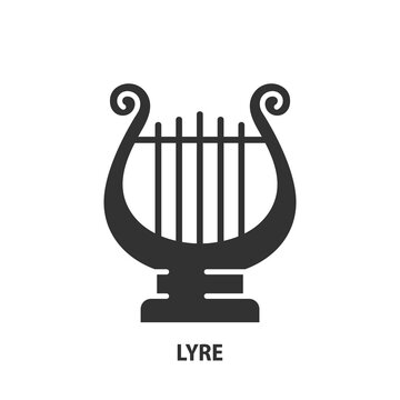 Lyre glyph icon. Harp vector symbol. Music instrument illustration.